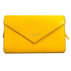 Balenciaga Paper Leather Long Wallet Yellow